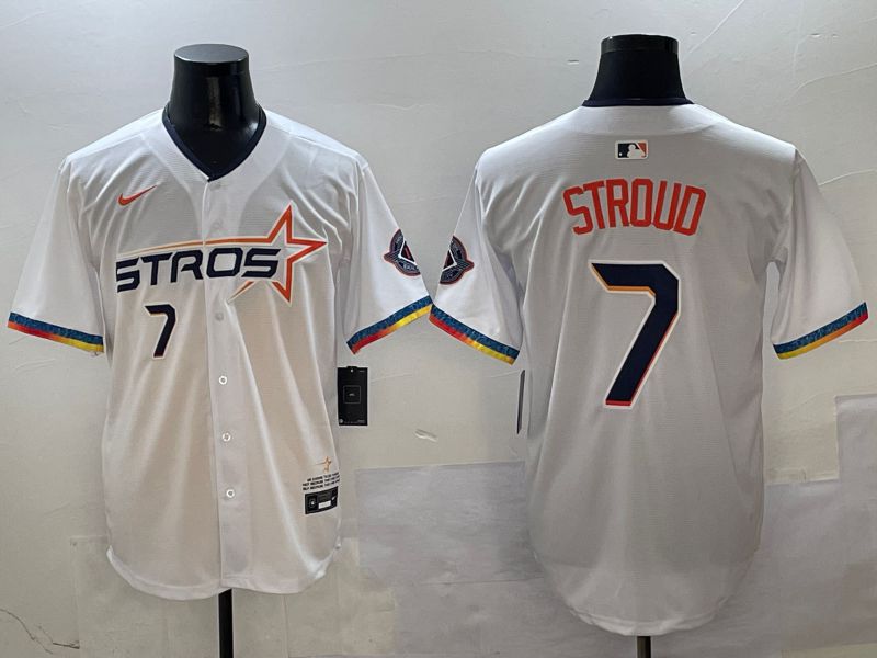 Men Houston Astros #7 Stroud White Fourth generation Joint Name Nike 2025 MLB Jersey style 1